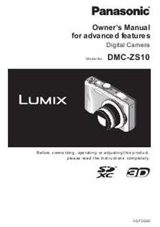 Panasonic Lumix ZS10 manual. Camera Instructions.